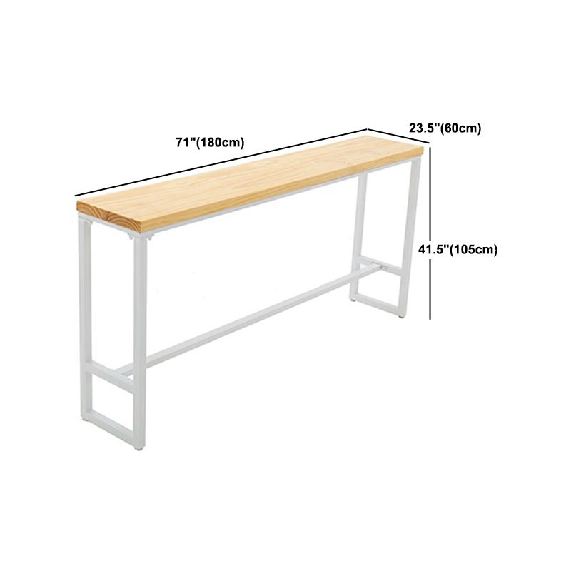 Rectangle Bar Dining Table Contemporary Bar Table with Trestle Base in White