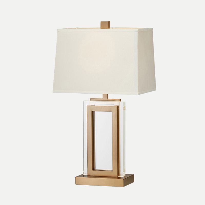 1 Head Trapezoid Shade Table Light Modern Fabric Small Desk Lamp in Gold for Bedside