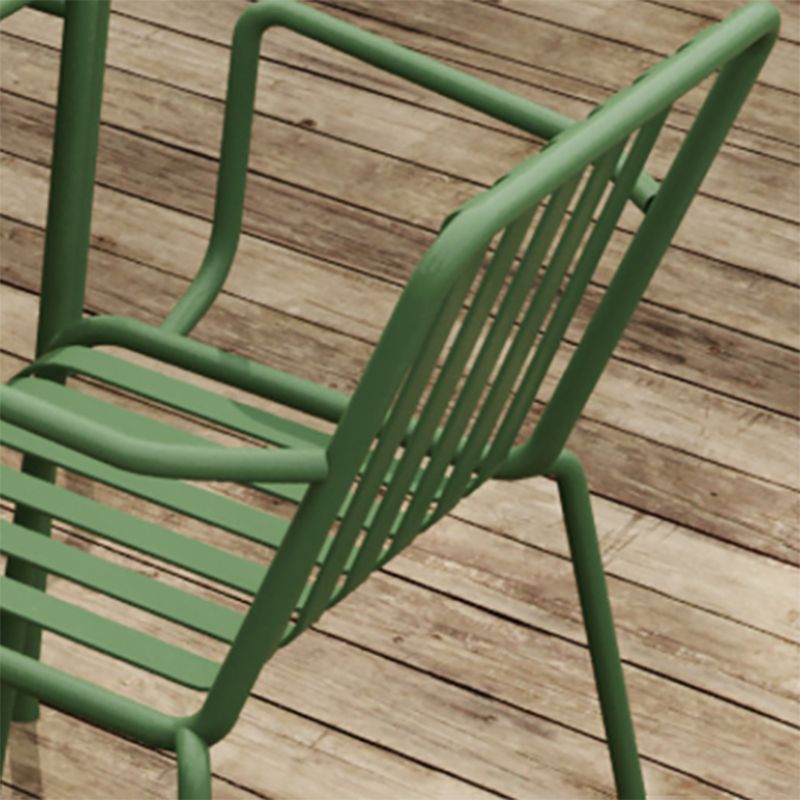 Modern Outdoor Chair Green Open Back With Arm Patio Dining Armchair