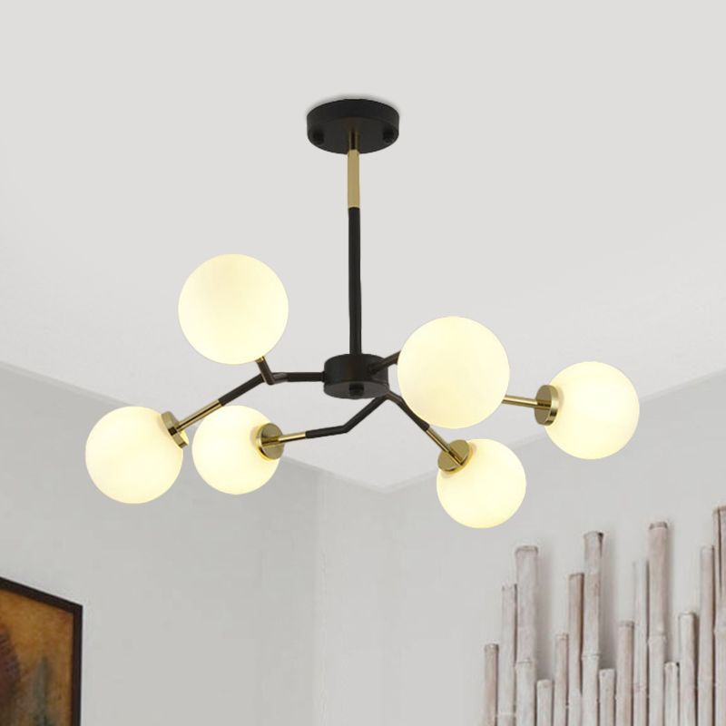 Lampe à lustre mondiale en verre givré minimaliste 6/8 bulbes suspendus plafond plafond en noir