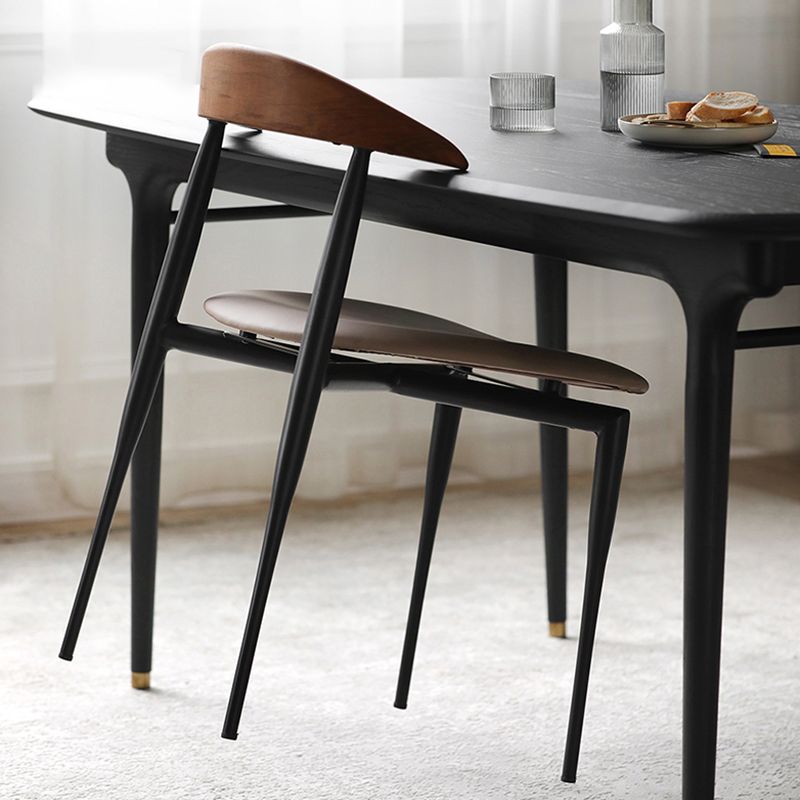 Minimalist Design Open Back Side Chairs Leather Dining Chairs