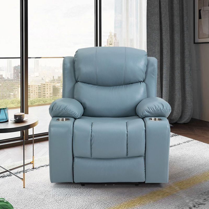 Traditional Leather Recliner Standard Recliner with Massage and Storage