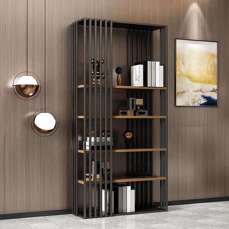 Black Iron Frame Bookshelf Modern Open Storage Bookcase with Multi Shelves