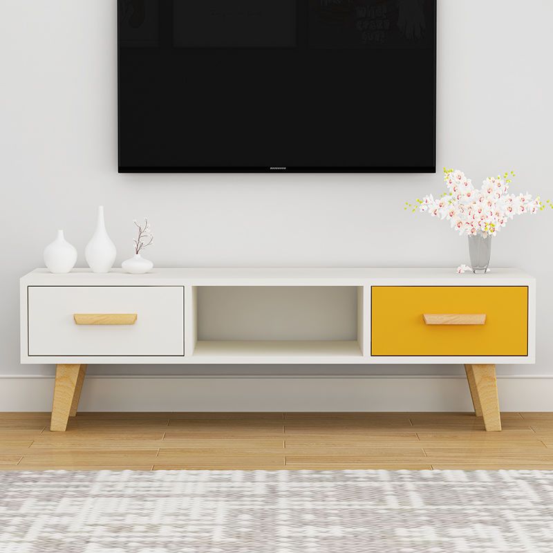 Scandinavian TV Media Stand with Drawers Wood TV Stand Console