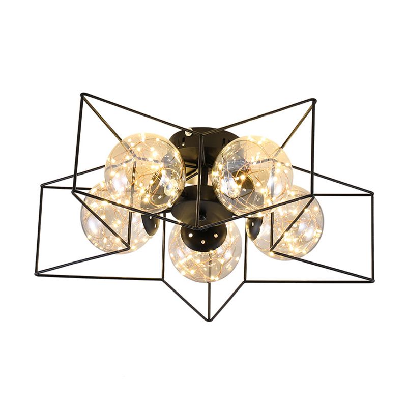 Star Shape Metal Flush Ceiling Light Modern 5 Lights Flush Mount Light Fixture