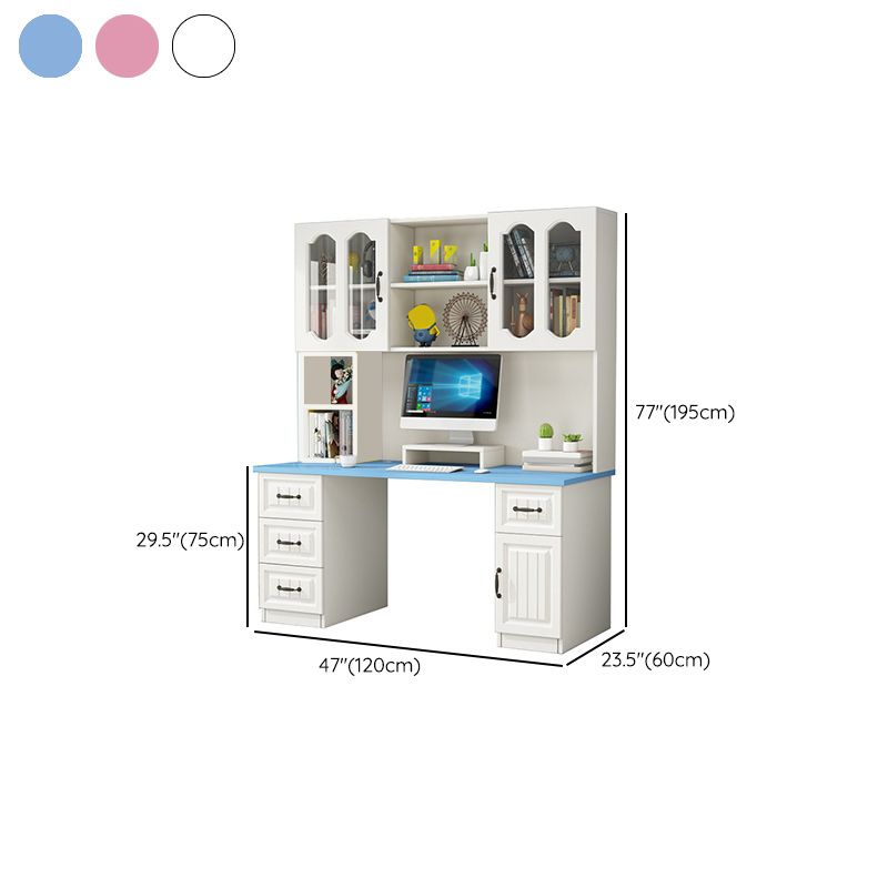 Contemporary Student Desk with 4 Drawers and Storage Shelves