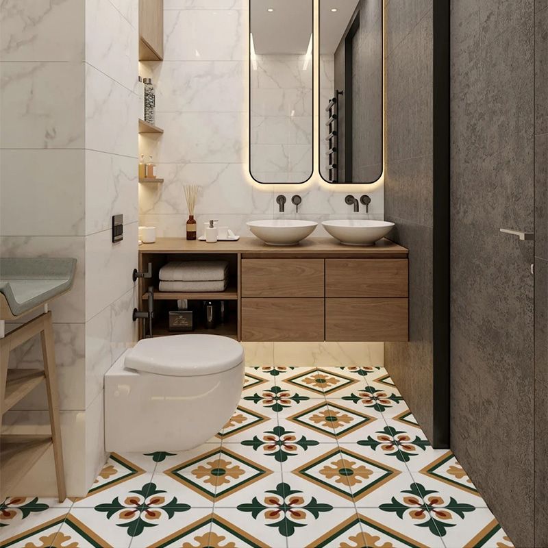 Square Ceramic Matte Straight Edge Singular Tile Moroccan Bathroom Floor