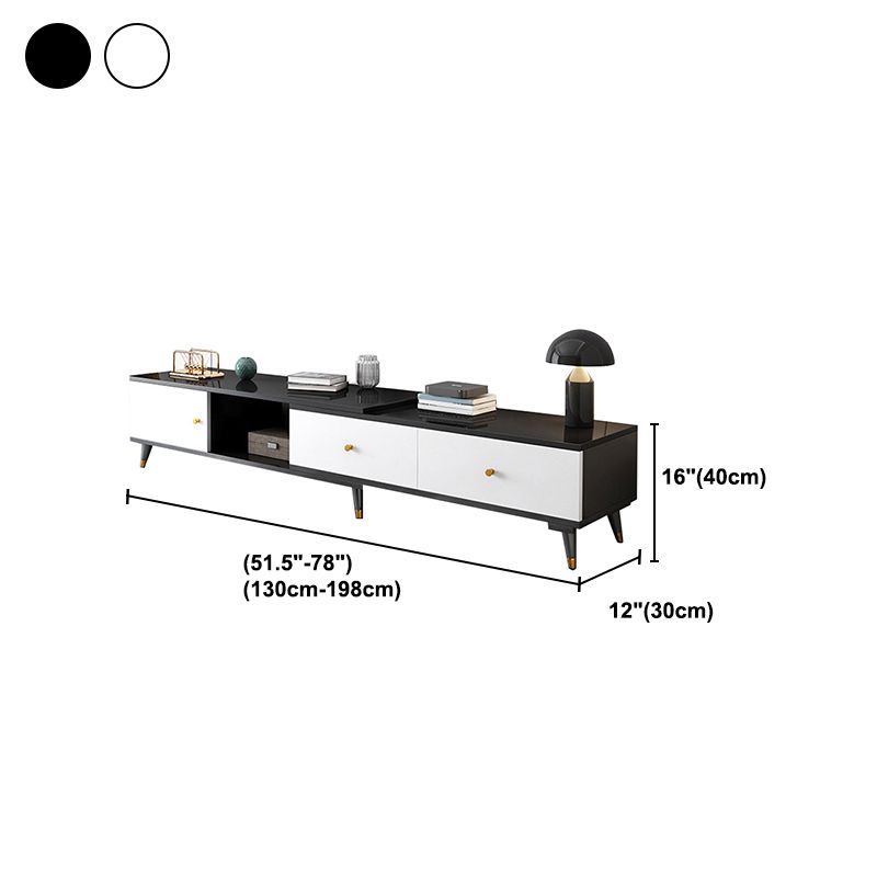 Modern TV Console Length Adjustable Wooden TV Stand with Drawers , 12" D X 16" H