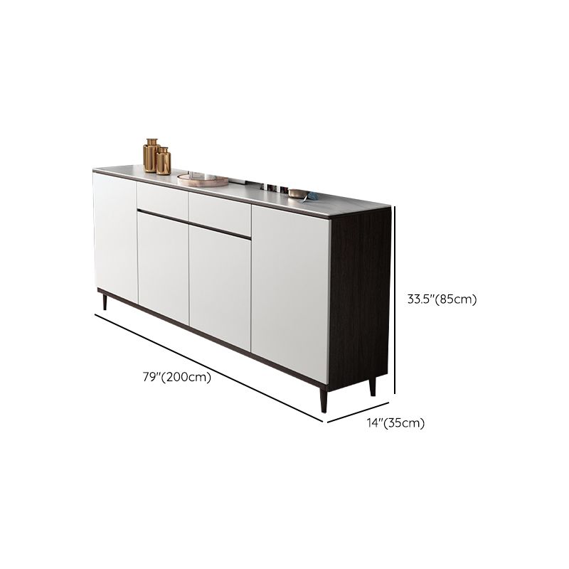 Modern Style Sintered Stone Top Storage Sideboard Cabinet in White