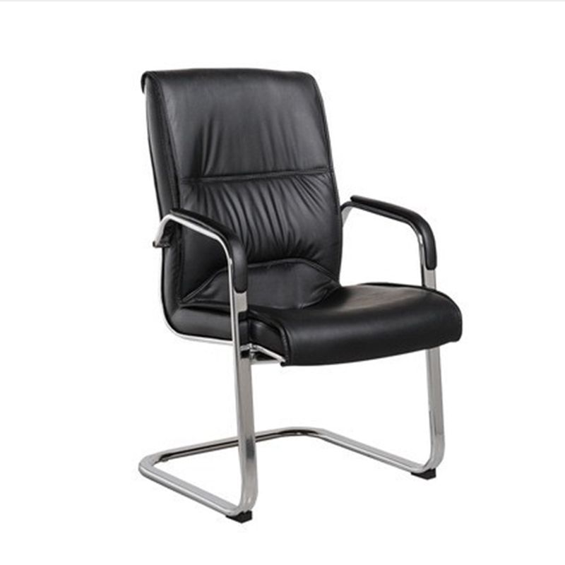 Fixed Padded Arms Office Chair Silver Frame Mid Back Home Office Chair