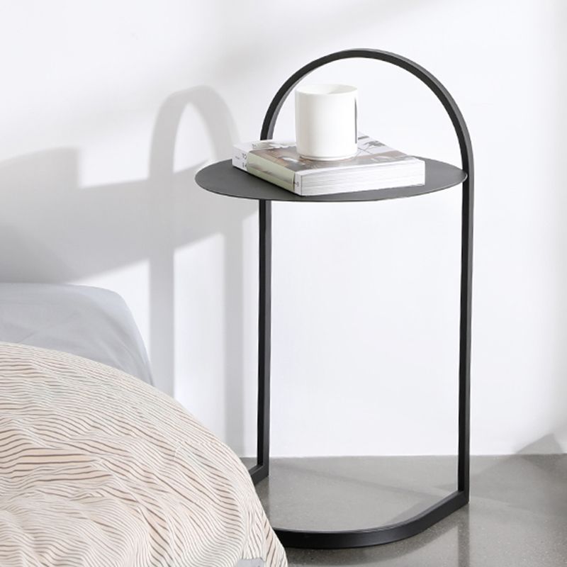 Metal Round Night Table Modern Non-Storage Legs Included Nightstand in Black/Gold