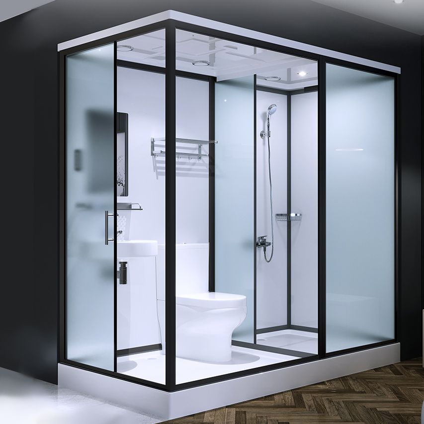 Base Included Framed Shower Stall with White Base and Fixed Panel