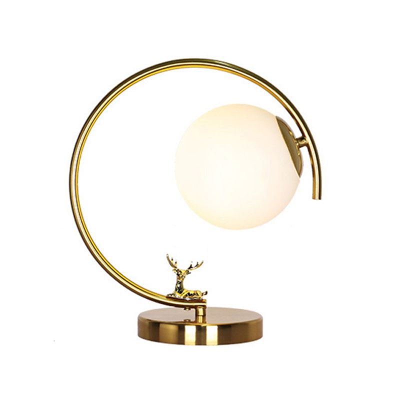 Modern Night Table Lamps Sphere Glass 1 Light Nightstand Lamp in Gold for Bedroom