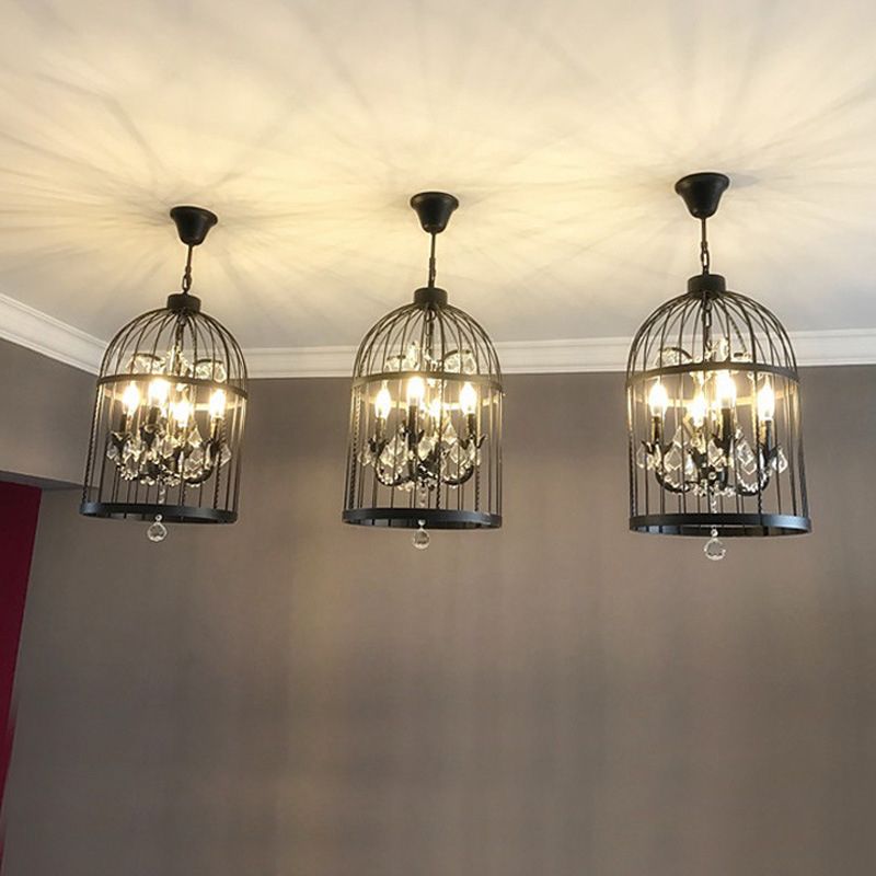 Industrial Lantern Geometric Ceiling Chandelier Pendant Metal 8 Lights Lantern Pendant Lighting