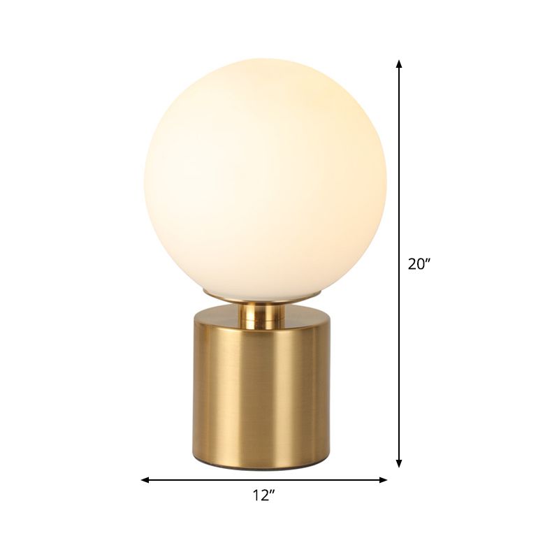 Opal Glass Sphere Night Lamp Post-Modern 1 Head Gold Metal Table Lighting for Living Room