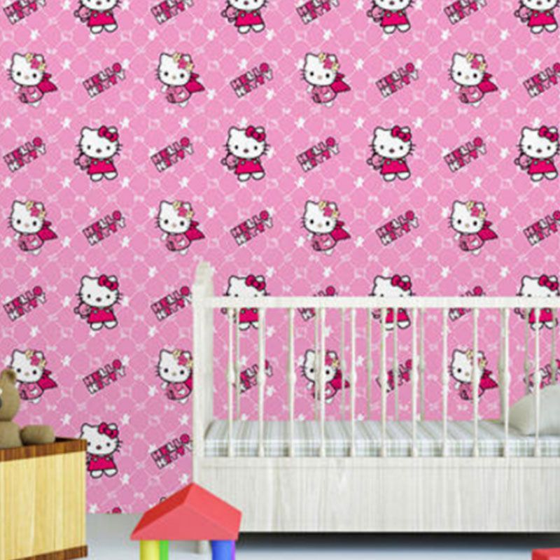 Vinyl 48.4 sq ft. Wallpaper Self-Adhesive Cute Cartoon Cat Wall Decor for Girl