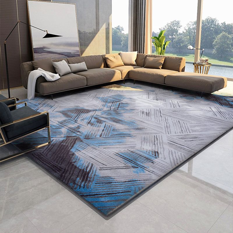 Nordic Living Room Rug Multi Colored Abstract Printed Indoor Rug Cotton Blend Non-Slip Backing Easy Care Carpet