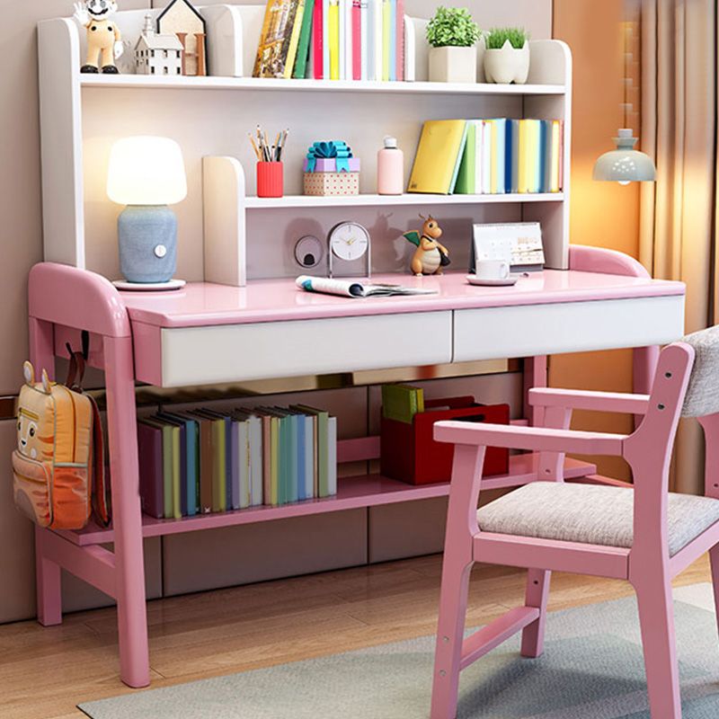 Writing Desk Kids Desks with Bookshelf Bedroom 23.6"W Wood Desk and Chair