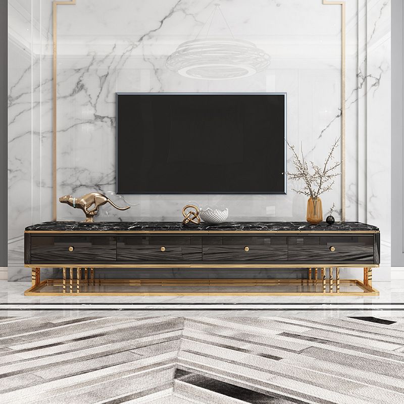 Glam Marble TV Stand Enclosed Storage TV Media Stand for Living Room