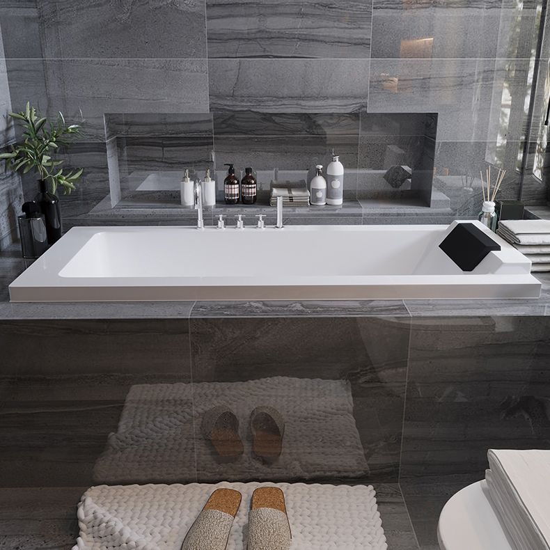 Acrylic White Rectangular Bath Modern Drop-in Soaking Bathtub