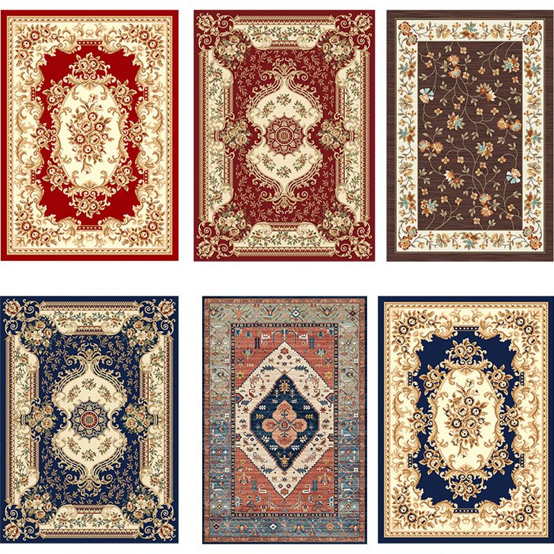 Multi-Colored Olden Rug Synthetics Floral Print Area Rug Anti-Slip Stain-Resistant Carpet for Living Room