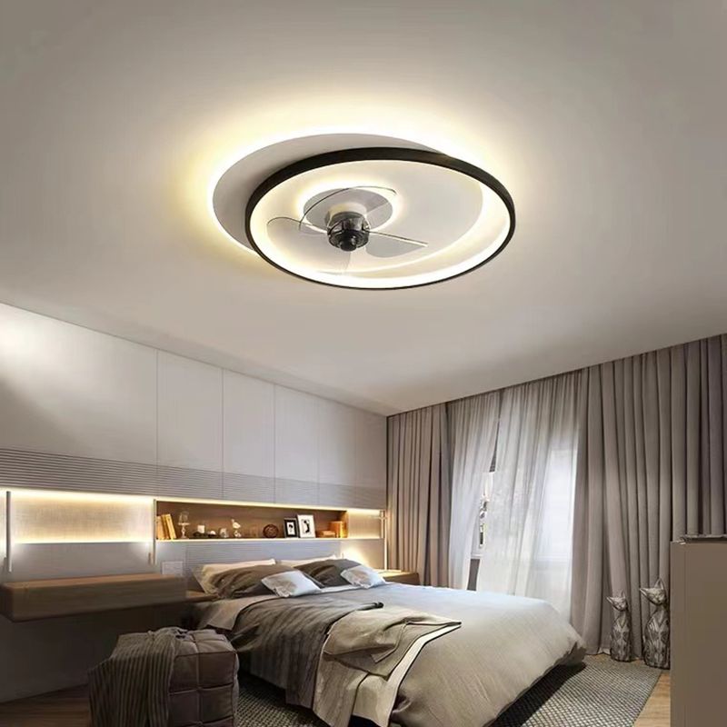 3-Blade White/Black Ceiling Fan Modern Metallic Fan with Light for Home