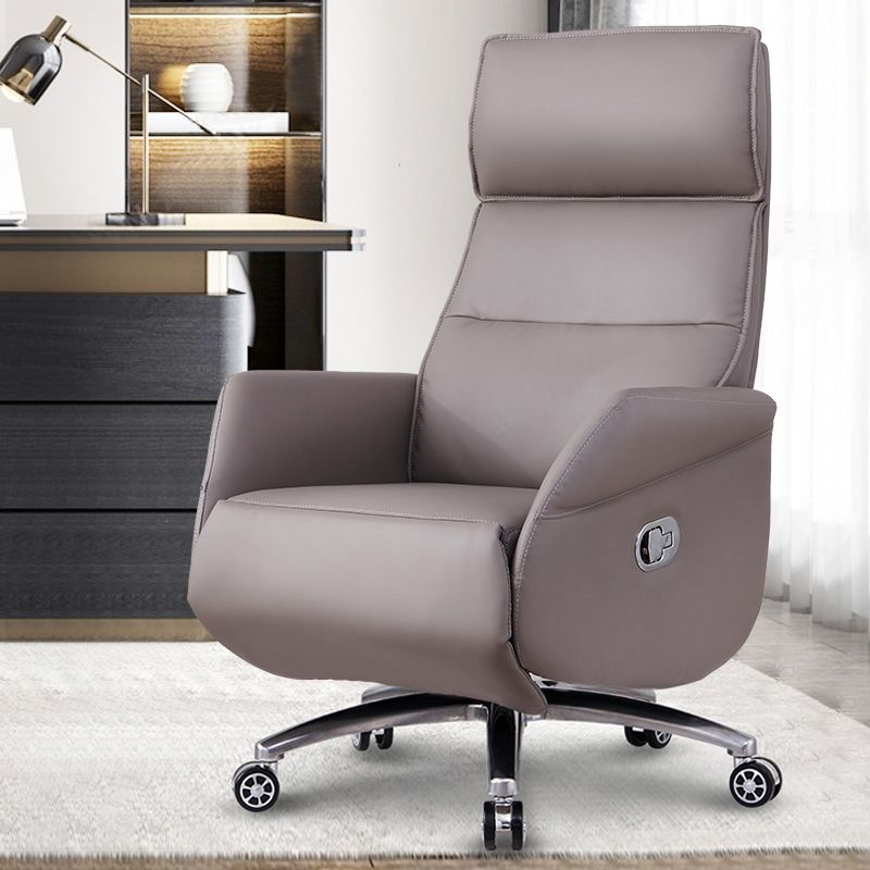 29" Wide Contemporary Managers Chair Gray Leather Executive Chair