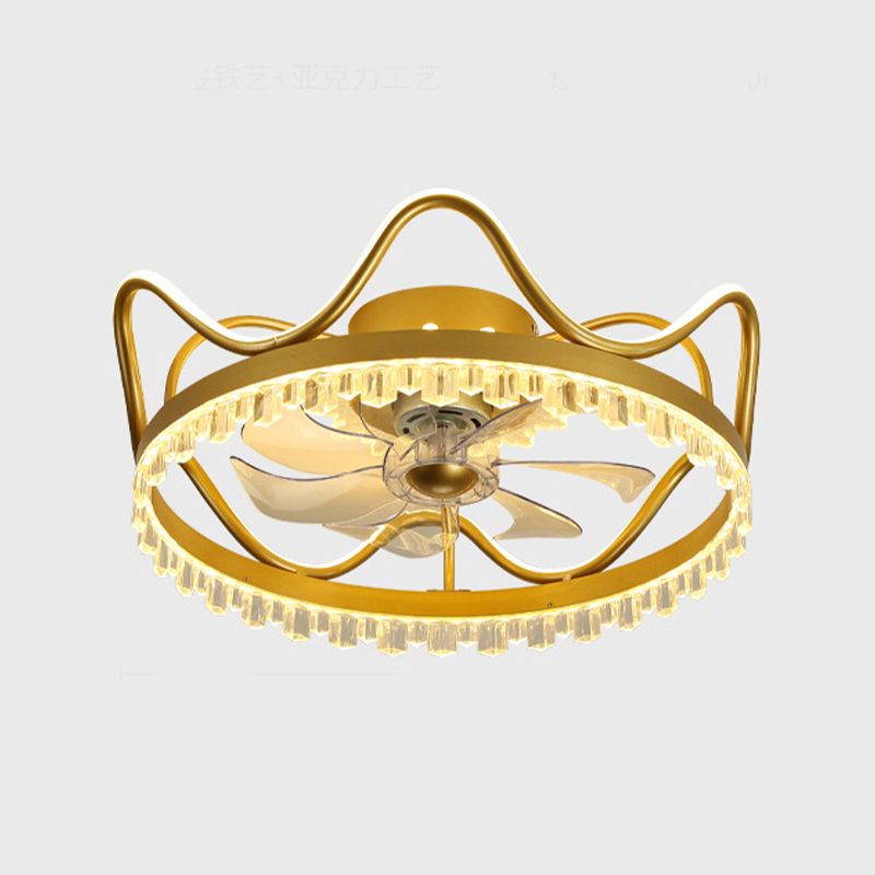 Modern Colorful Fan Light Metal Crown Shape LED Flush Mount Light for Bedroom