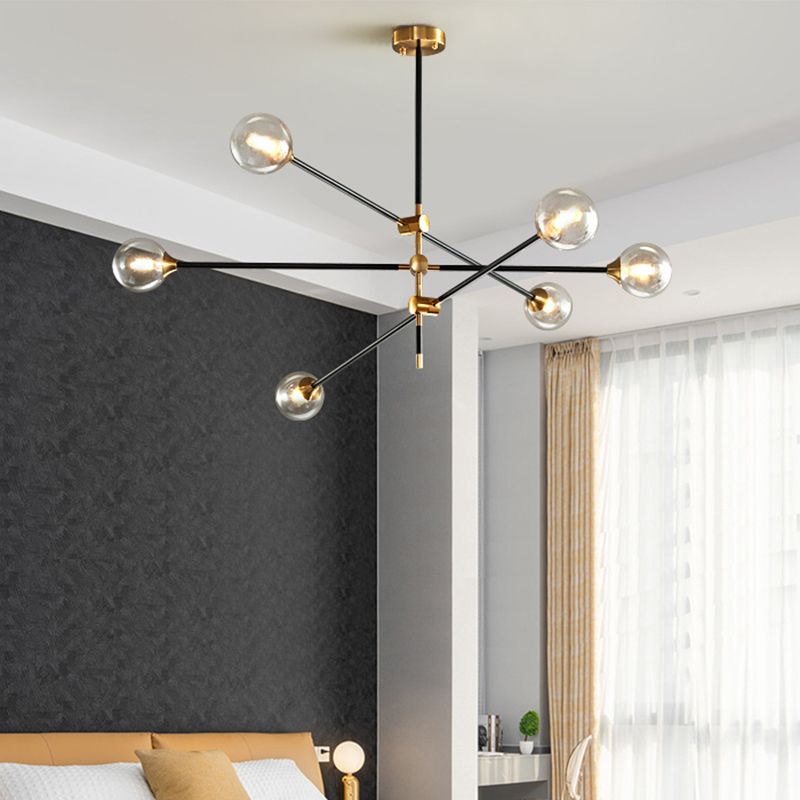 Molecular Pendant Chandelier Modern Glass Living Room Hanging Ceiling Light in Gold and Black