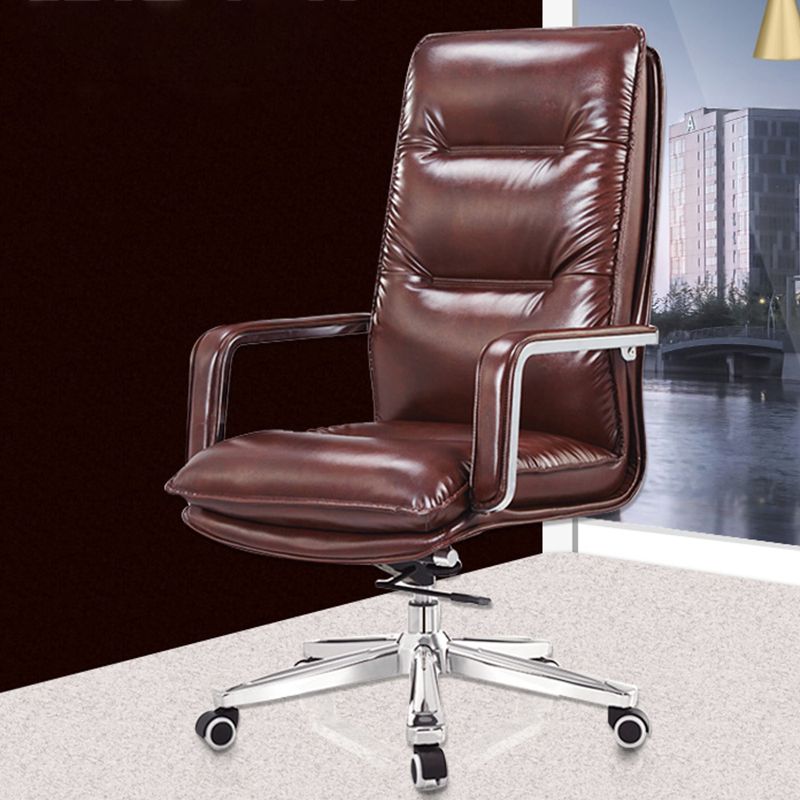 Modern Slide Office Chair Padded Arms No Distressing Leather Desk Chair