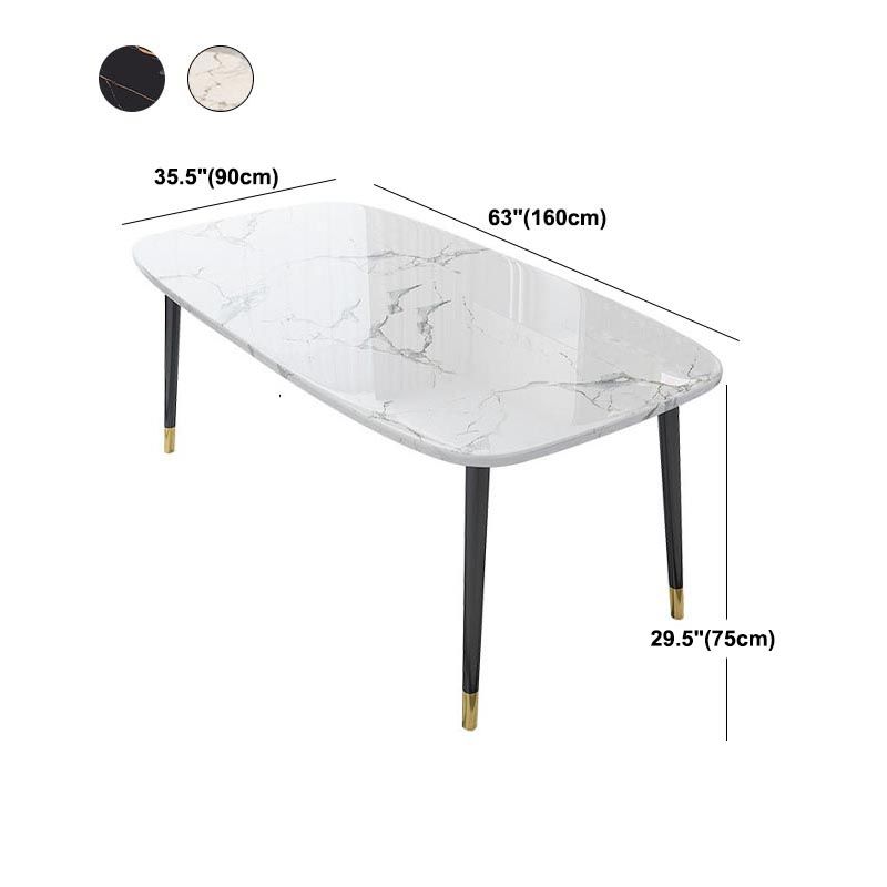 Glam Matte Finish Marble Table Home Rectangle Dining Table with 4 Legs