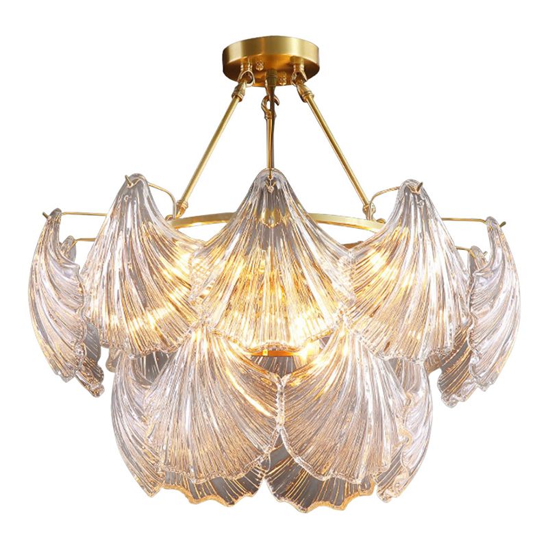 Shell Shape Chandelier Light Fixture Modern Simplicity Crystal Pendant Lighting for Restaurant