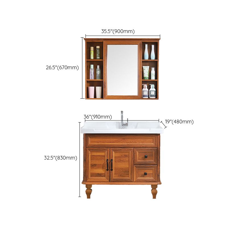 Traditional Bathroom Vanity Free-standing Standard Mirror Cabinet Wooden Vanity Cabinet