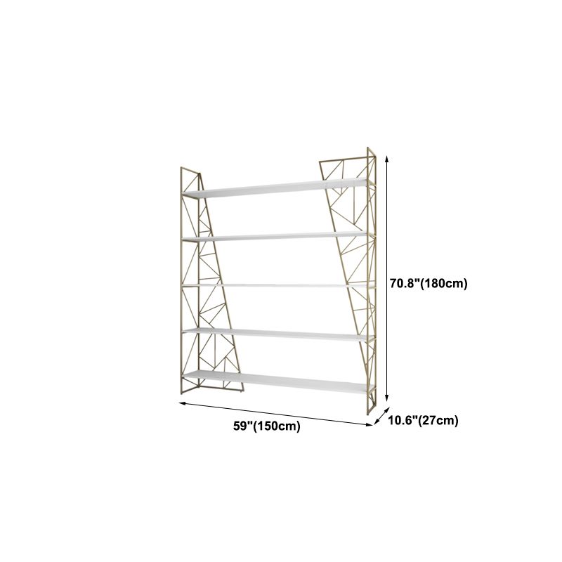 Metal White Bookcase Contemporary Open Back Shelf Bookcase for Bedroom