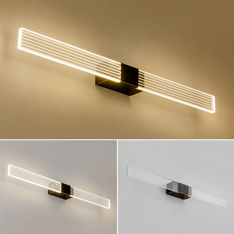 LED Metal Modern Wall Sconce Linear Shape Vanity Lamp with Acrylic Shade for Bathroom