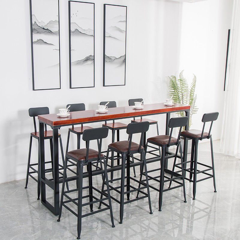 Pine Wood Bar Dining Table Industrial Style Bar Table for Dining Room Kitchen