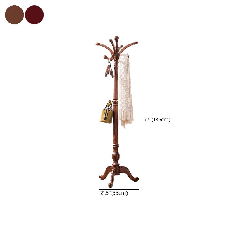 Solid Wood Entry Coat Rack Traditional Style Simple Living Room Floor Coat Rack