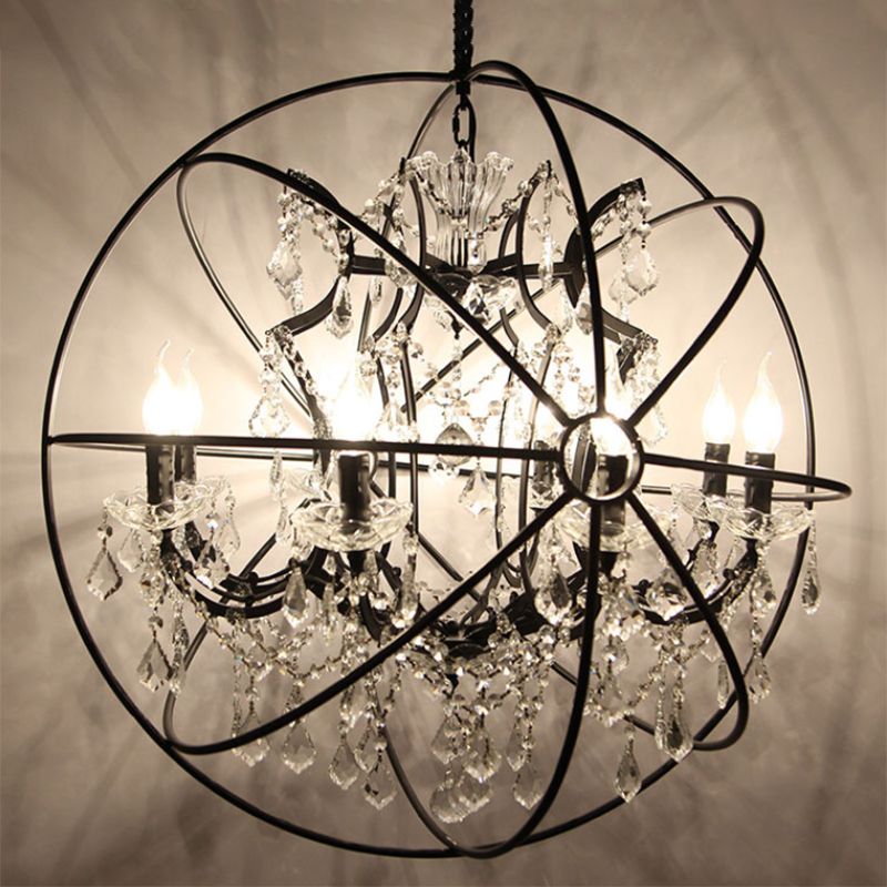 Modern Spherical Chandelier Hanging Light Fixture Metal 8 Lights Ceiling Hanging Light Fixture