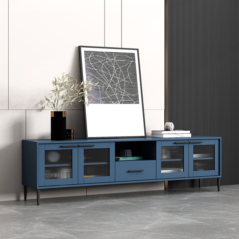 Matte Finish Media Console with Enclosed Storage Scandinavian Faux Wood TV Media Stand