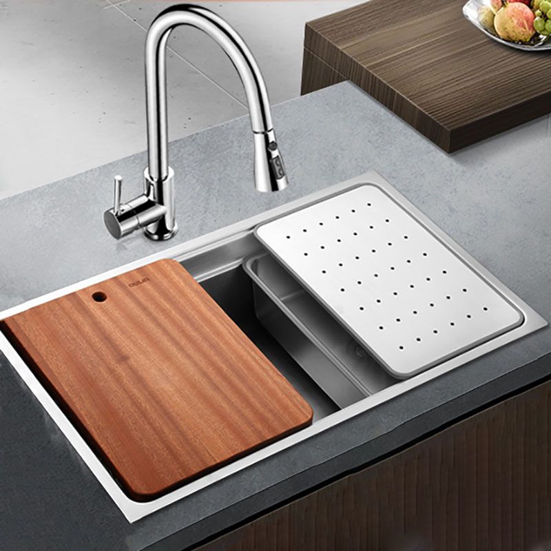 Drop-In Kitchen Sink Stainless Steel Kitchen Sink with Basket Strainer