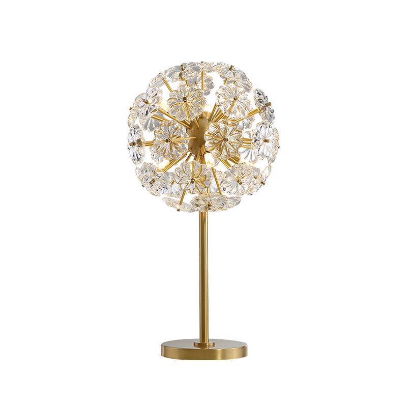 Flower Crystal Brass Night Table Light Dandelion LED Contemporary Night Lamp for Bedside