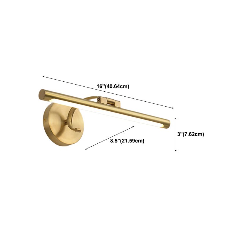 Single Brass Finish Contemporary Bathroom Vanity Light LED Bath Bar