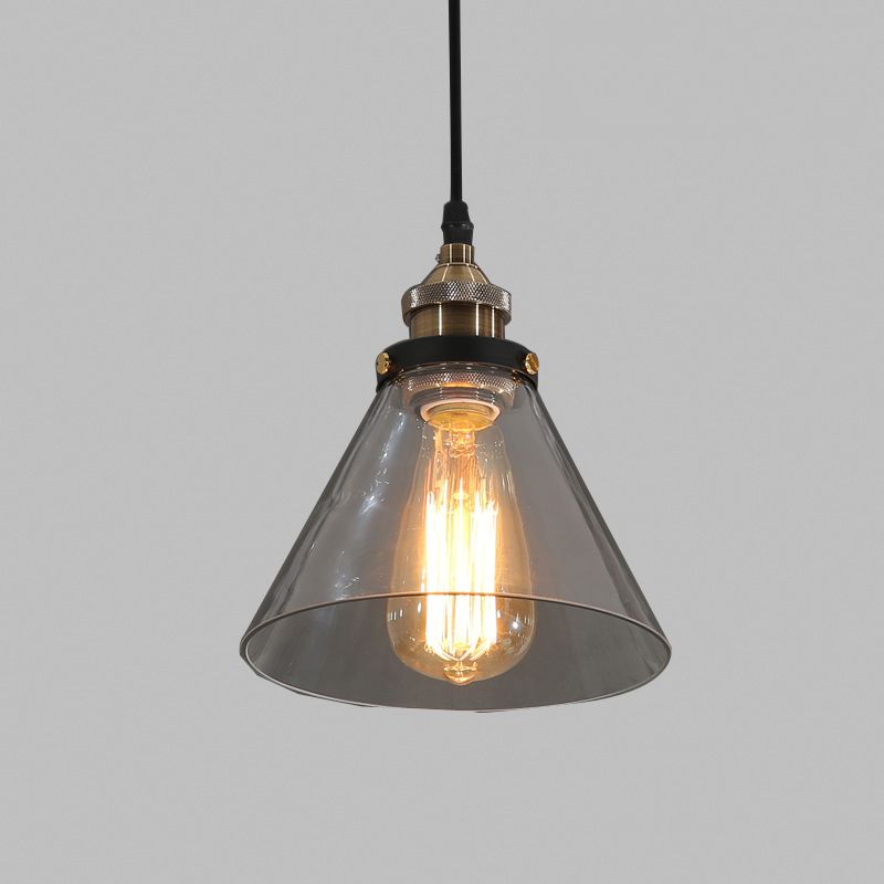 Retro Industrial Messing Anhänger Deckenlampe 1 Leichte klare Glas Anhänger Licht für Wohnzimmer