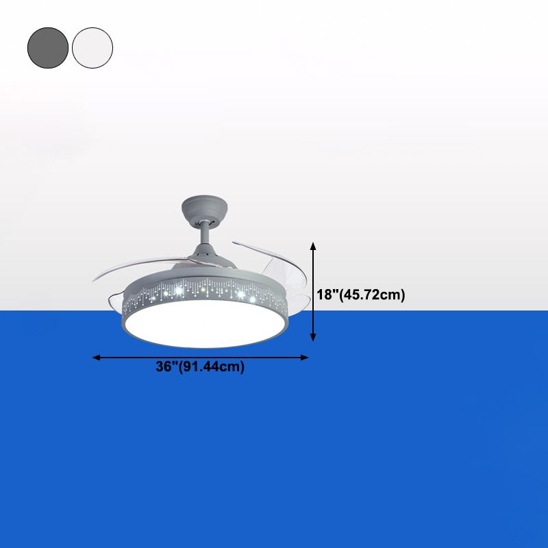 Round Shape Ceiling Fan Light Kids Style Metal 1 Light LED Flush Light for Bedroom