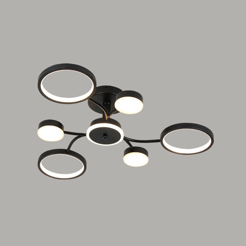 Modern Round Flush Ceiling Lights Metal Multiple-Light Ceiling Lighting