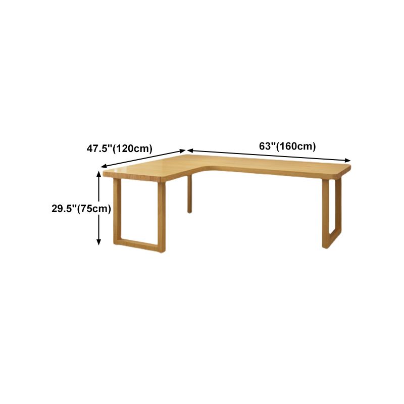 Modern Solid Wood Desk Natural L-Shape Office Writing Desk Excluding Chairs