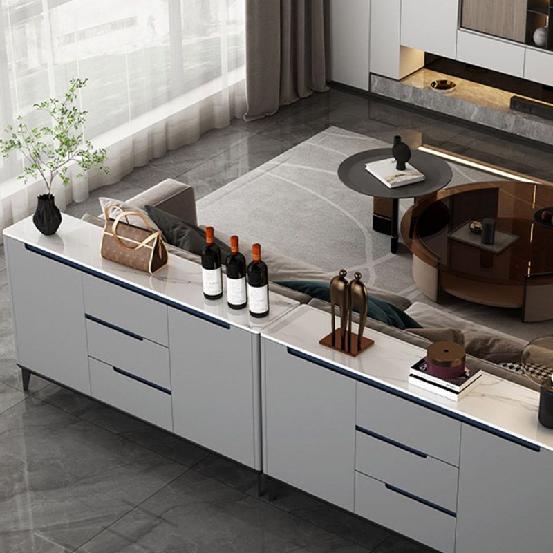 Contemporary Credenza Stone Dining Buffet with Cabinets and Drawers