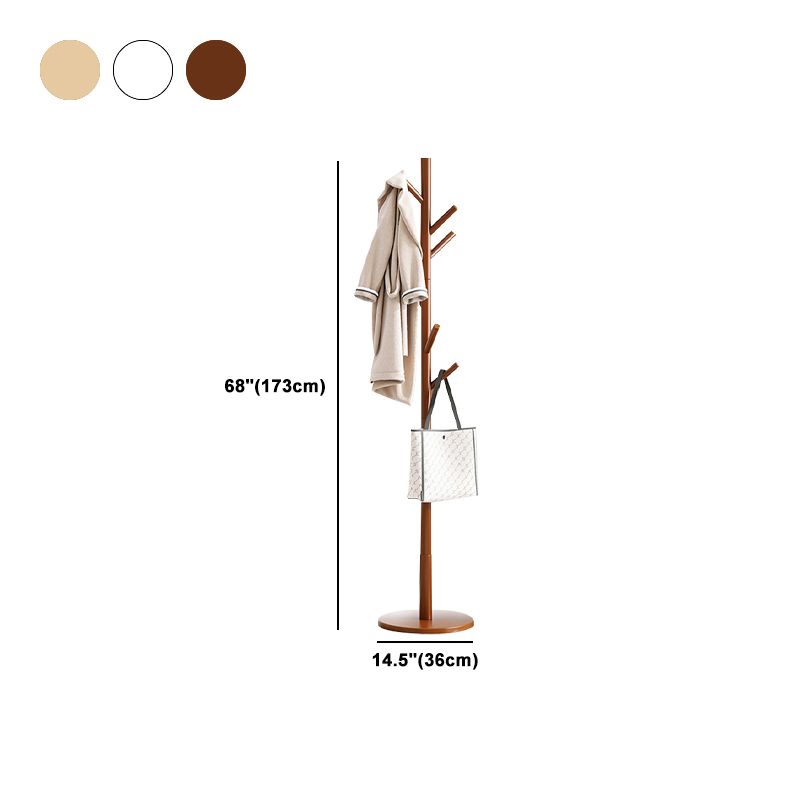 Modern Hall Tree Wood Entryway Kit with Hooks Free Standing Coat Hanger