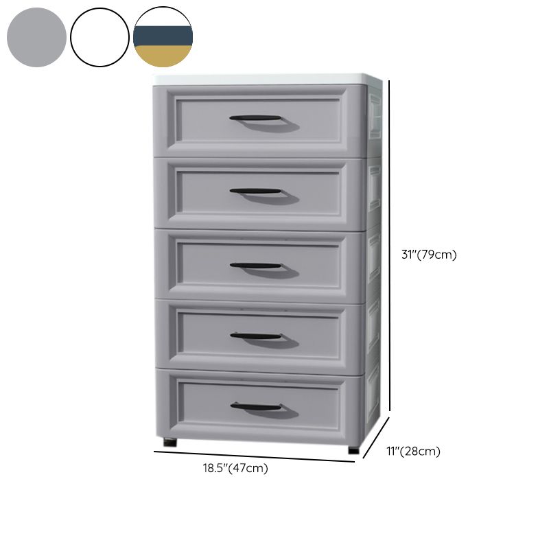 10.92 Inch W Modern Nursery Dresser Plastic Chest Kids Nightstand with 5 Drawers