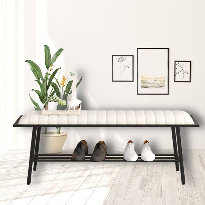 17.71" Wide Upholstered Bench with Storage Entryway Seating Bench with Metal Legs